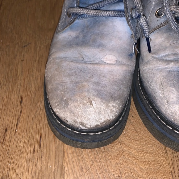 Distressed baby blue laced up boots. Purchased at “Via Maestra” in Milan, ITA - Picture 3 of 9
